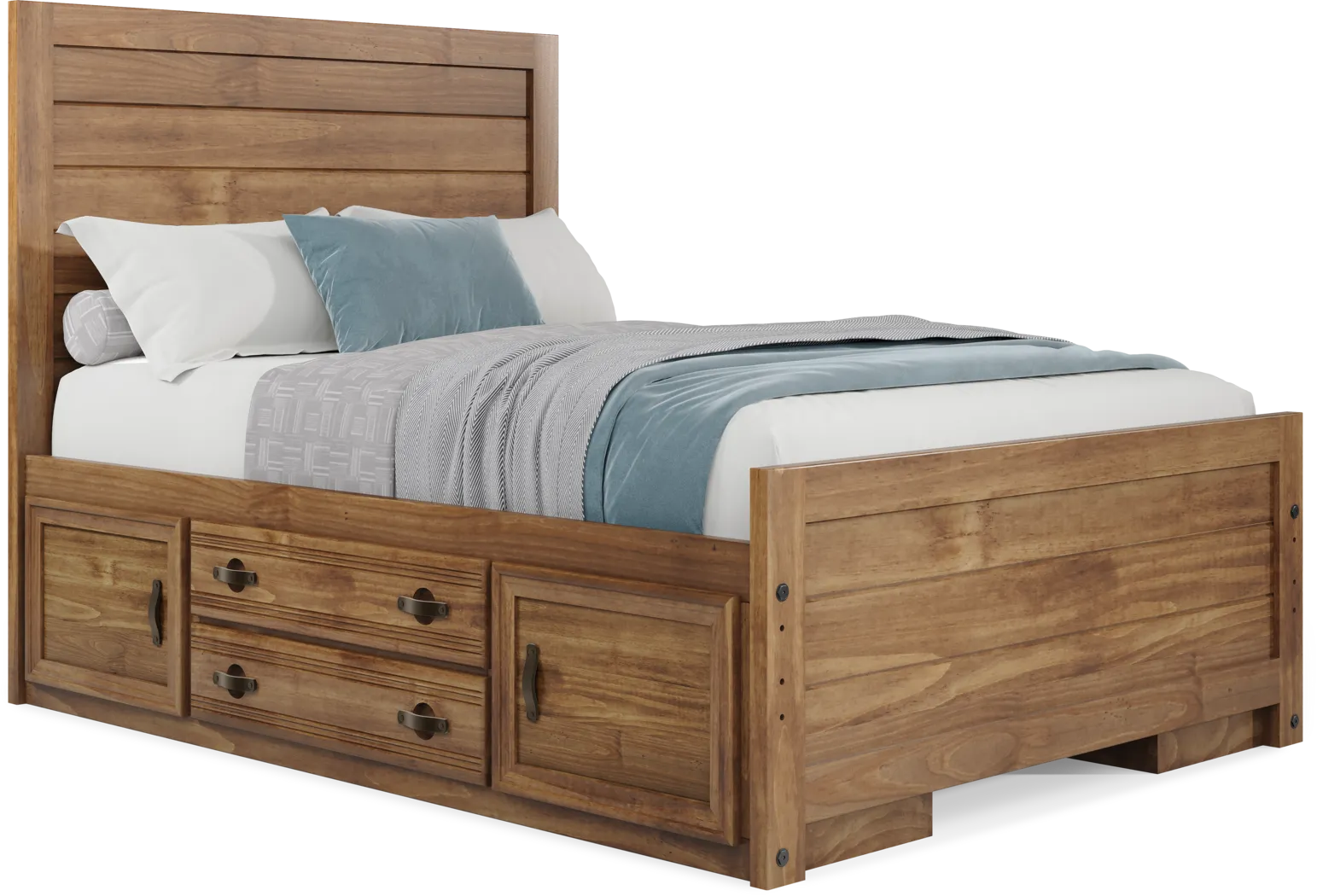 Kids Creekside 2.0 Chestnut Full Panel Bed with 2 Storage Side Rails - Thumbnail - Image 1
