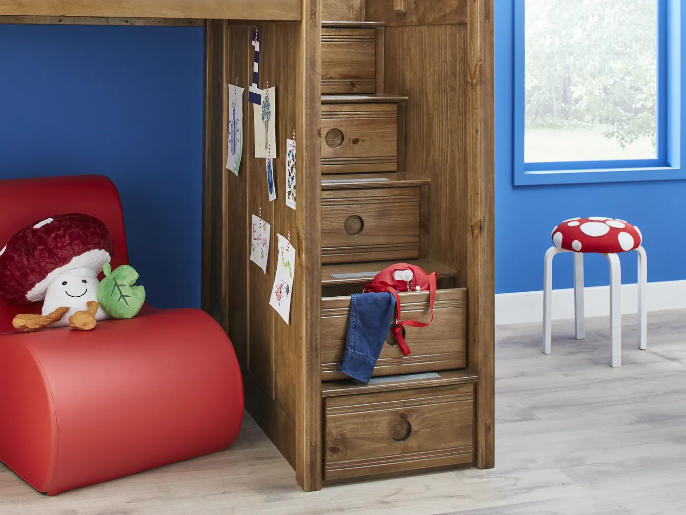 Kids Creekside 2.0 Chestnut Full Step Loft with Loft Chest and Bookcase - Image 6