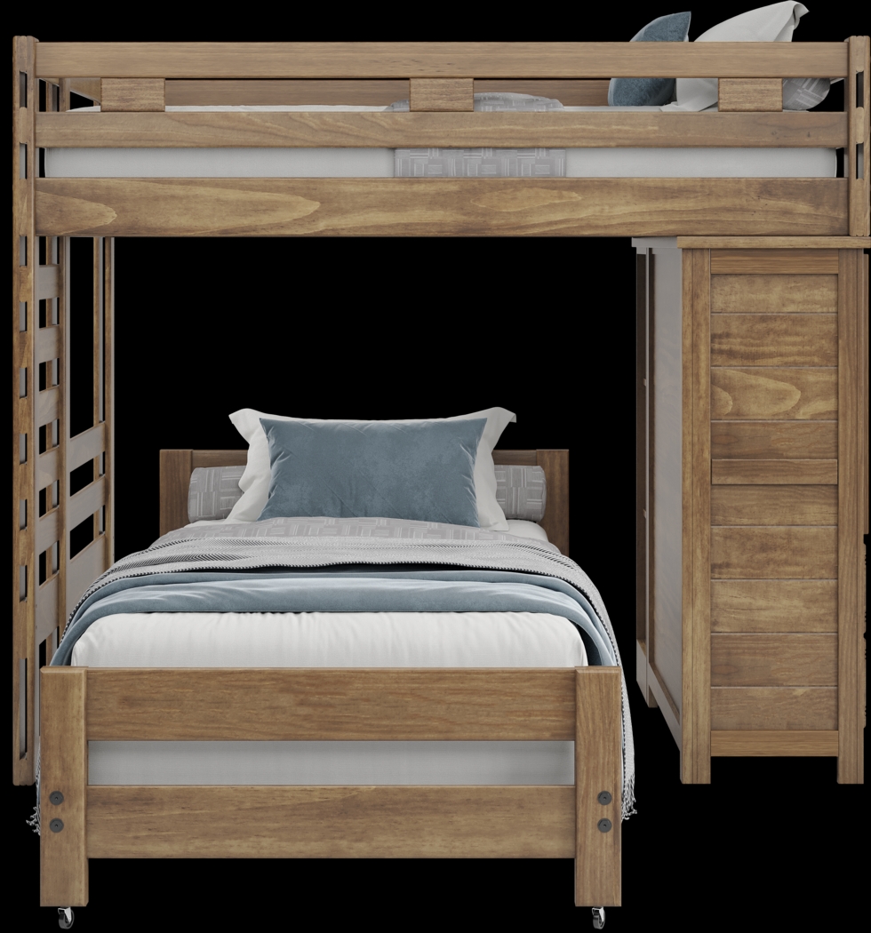 Kids Creekside 2.0 Chestnut Full/Twin Loft with Loft Chest and Bookcase - Thumbnail - Image 3