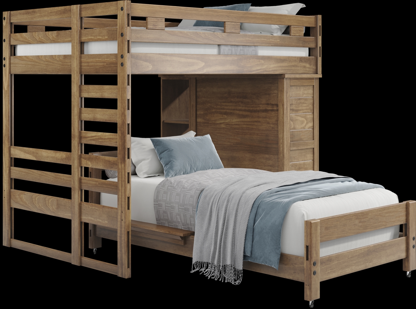 Kids Creekside 2.0 Chestnut Full/Twin Loft with Loft Chest and Bookcase - Thumbnail - Image 1
