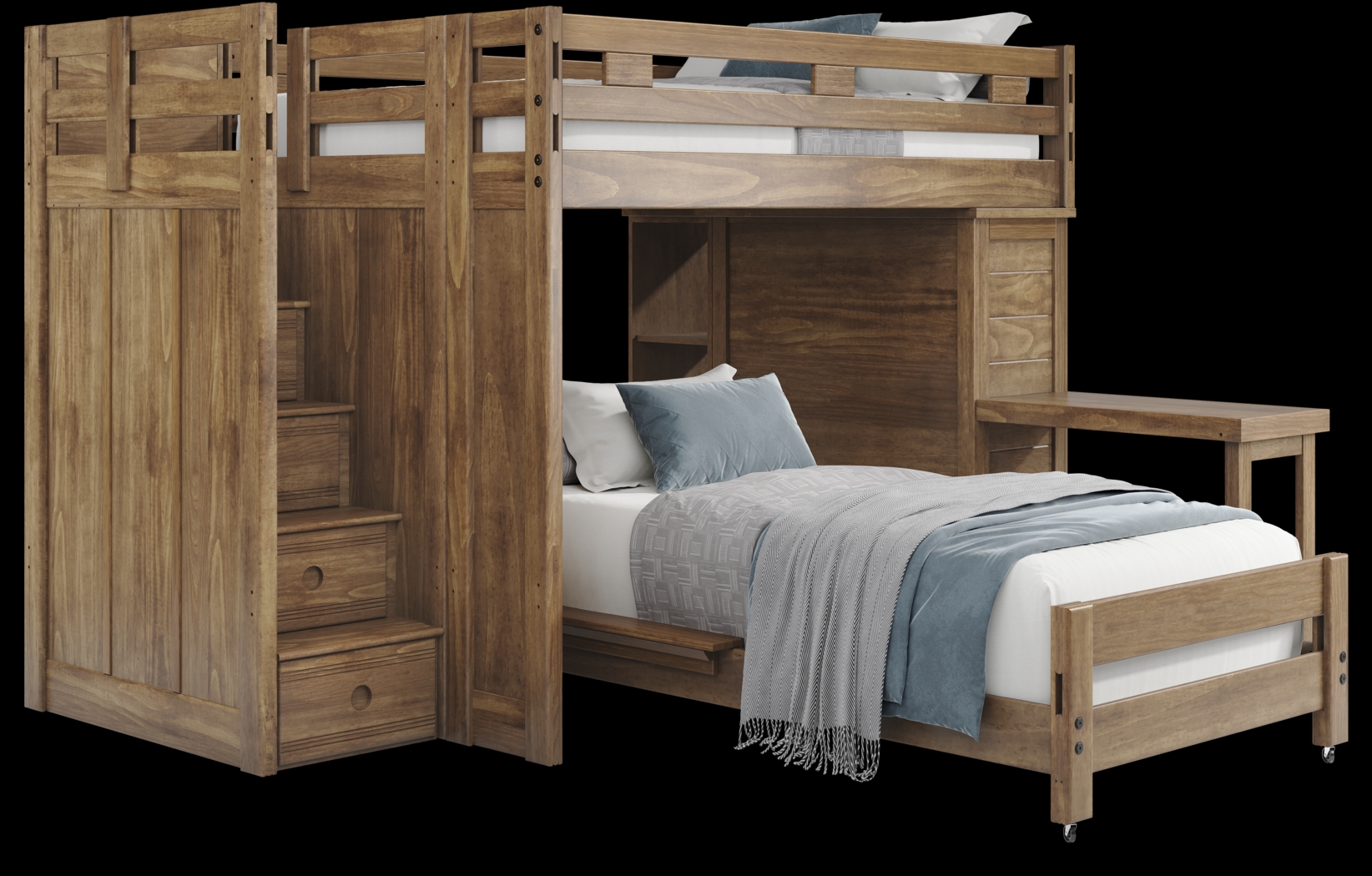 Kids Creekside 2.0 Chestnut Full/Twin Step Loft with Loft Chest, Bookcase and Desk Attachment - Thumbnail - Image 1