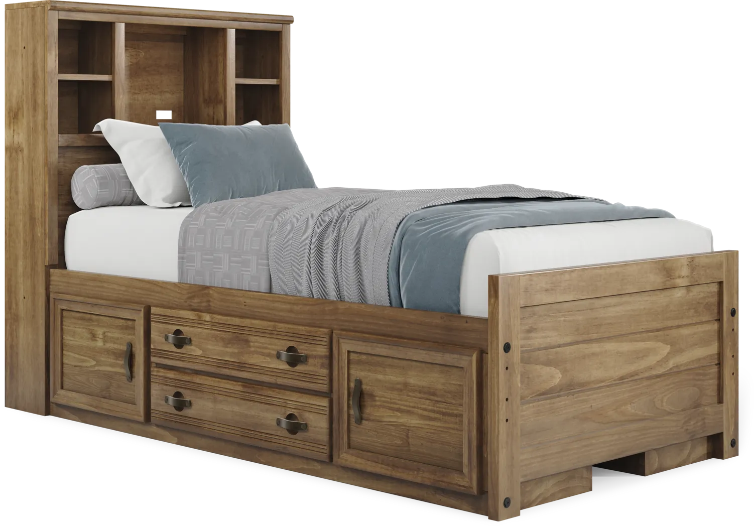 Kids Creekside 2.0 Chestnut Twin Bookcase Bedroom with 2 Storage Side Rails - Thumbnail - Image 3