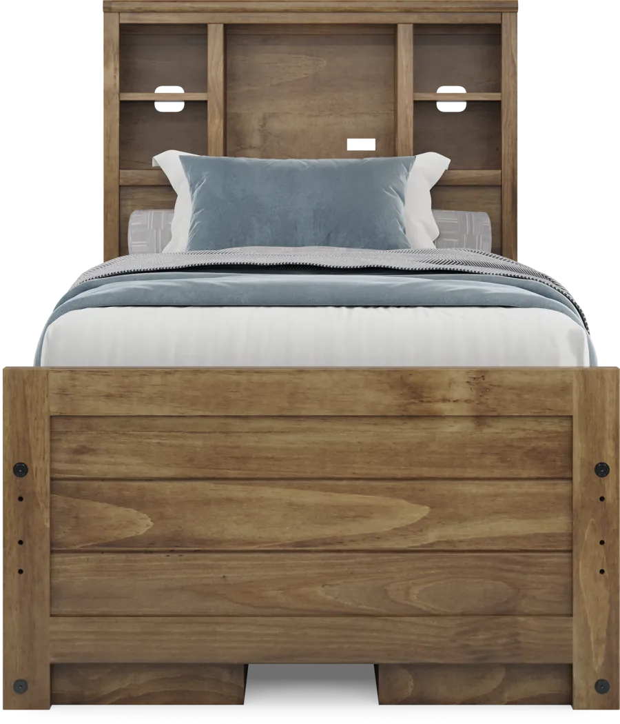 Kids Creekside 3.0 Chestnut Color Twin Bookcase Bed with 2 Storage Side Rails - Thumbnail - Image 2