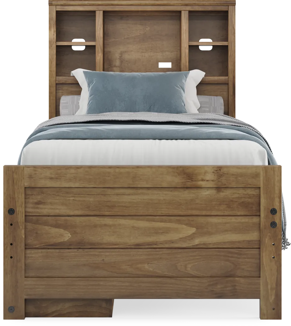 Kids Creekside 3.0 Chestnut Color Twin Bookcase Bed with Storage Side Rail - Thumbnail - Image 2