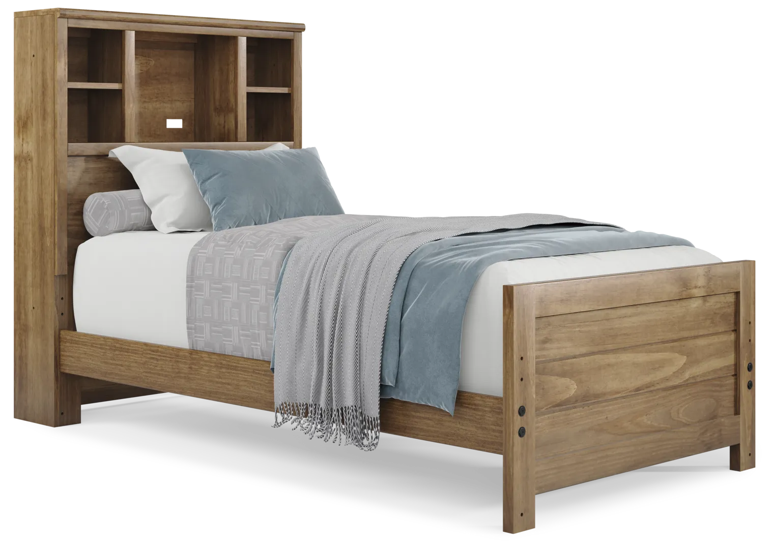 chestnut twin bookcase bed