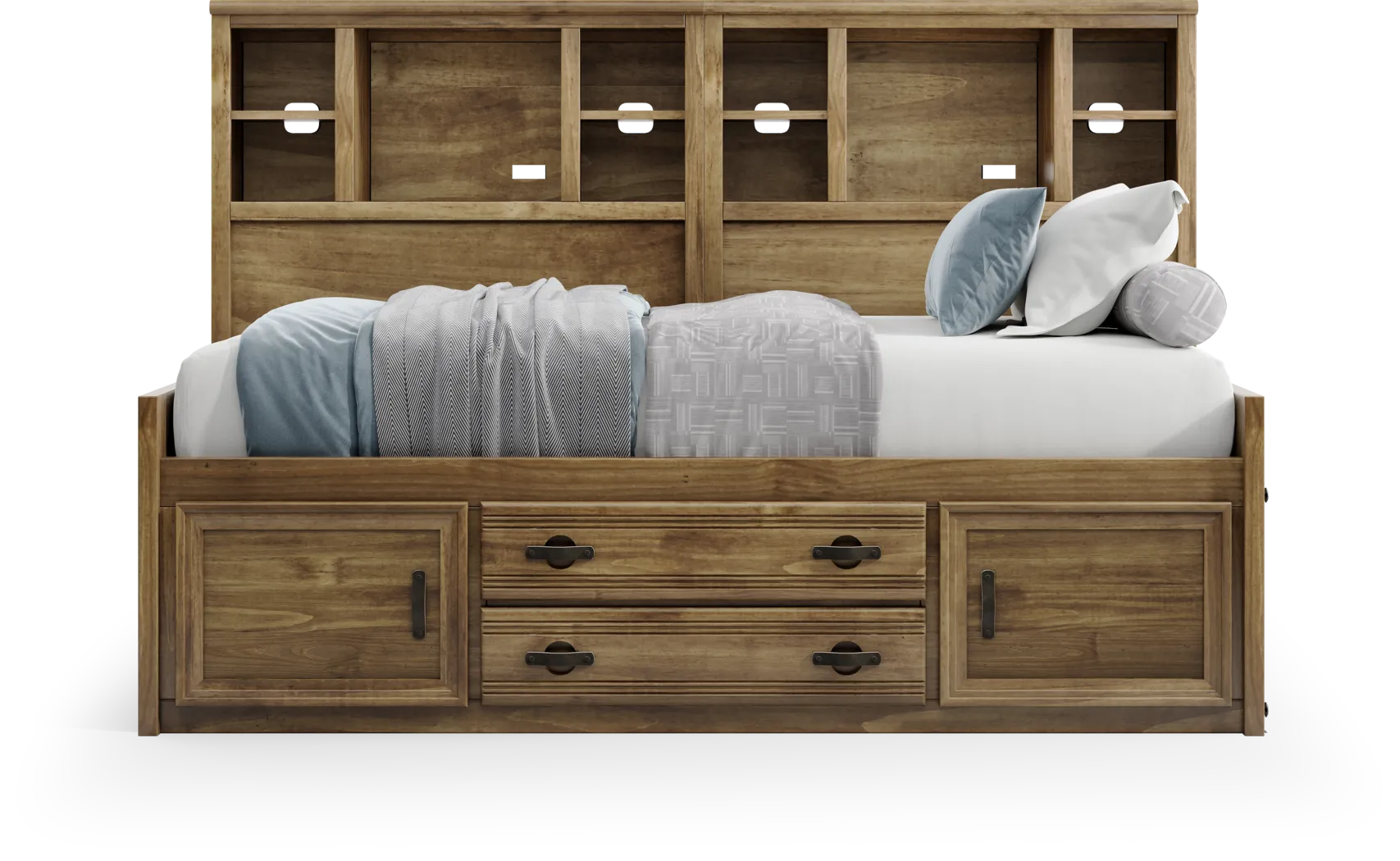 Kids Creekside 2.0 Chestnut Twin Bookcase Wall Bed with Storage Side Rail - Thumbnail - Image 2