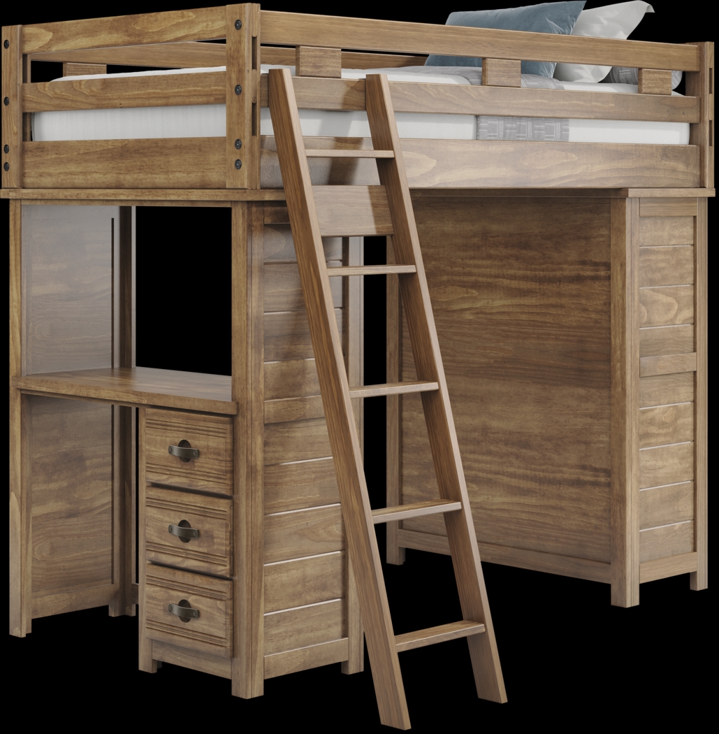 Kids Creekside 2.0 Chestnut Twin Loft with Loft Chest and Desk - Thumbnail - Image 1