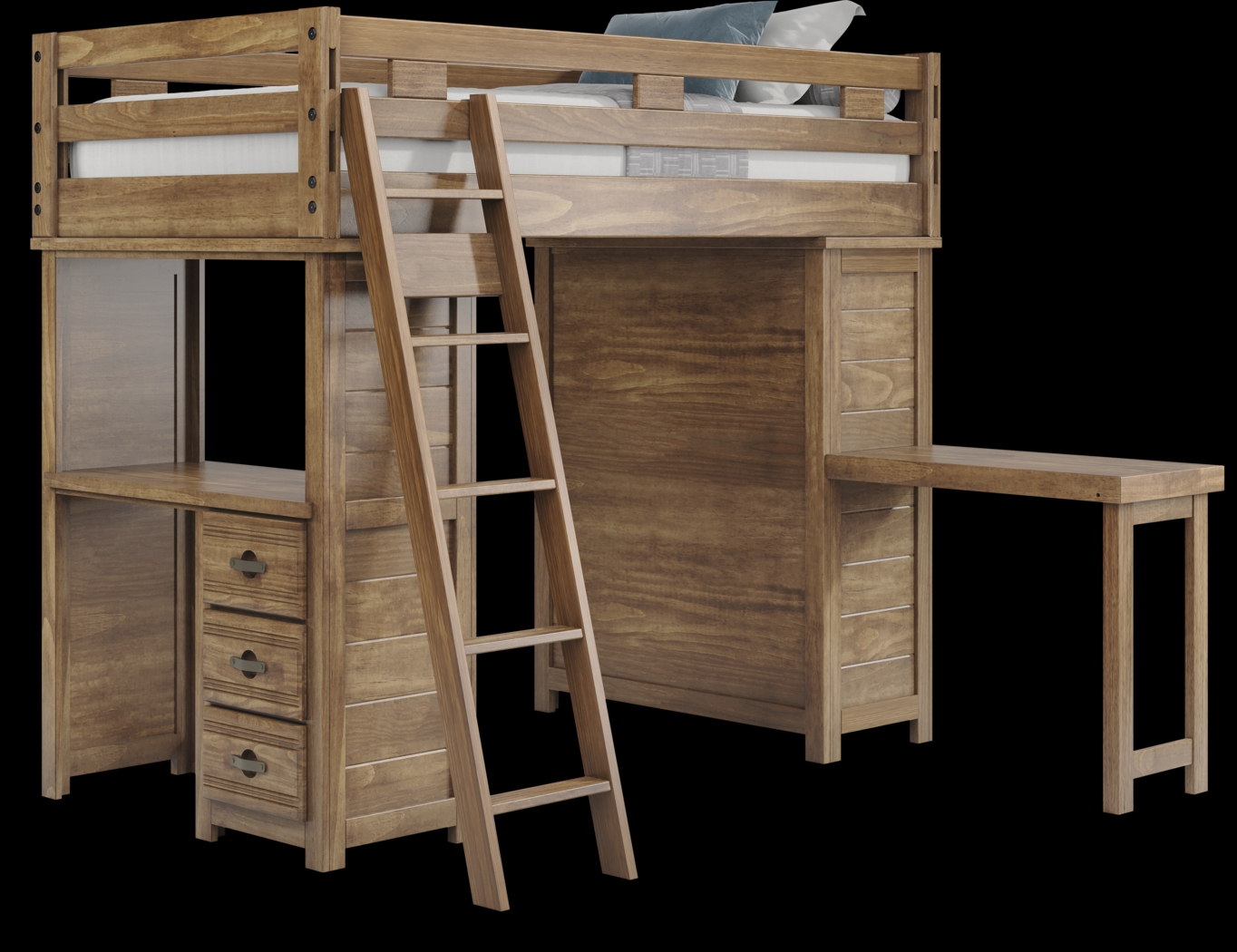 Kids Creekside 2.0 Chestnut Twin Loft with Loft Desk, Chest and Desk Attachment - Thumbnail - Image 1