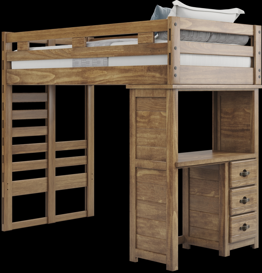 Kids Creekside 2.0 Chestnut Twin Loft with Loft Desk - Thumbnail - Image 1