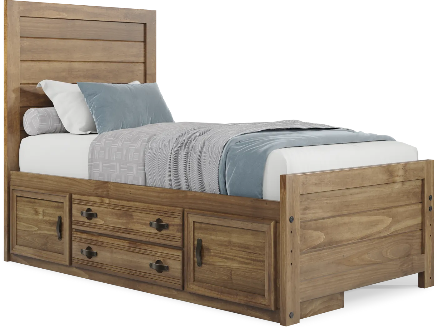 Kids Creekside 2.0 Chestnut Twin Panel Bed with Storage Side Rail - Thumbnail - Image 1