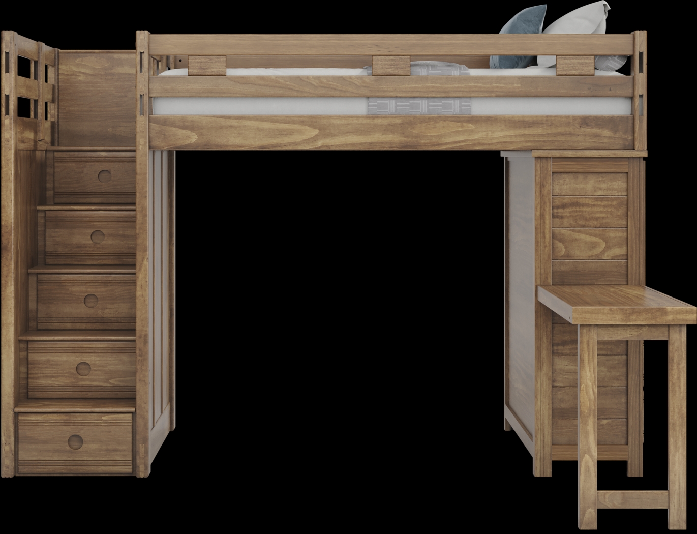 Kids Creekside 2.0 Chestnut Twin Step Loft with Loft Chest and Desk Attachment - Thumbnail - Image 3