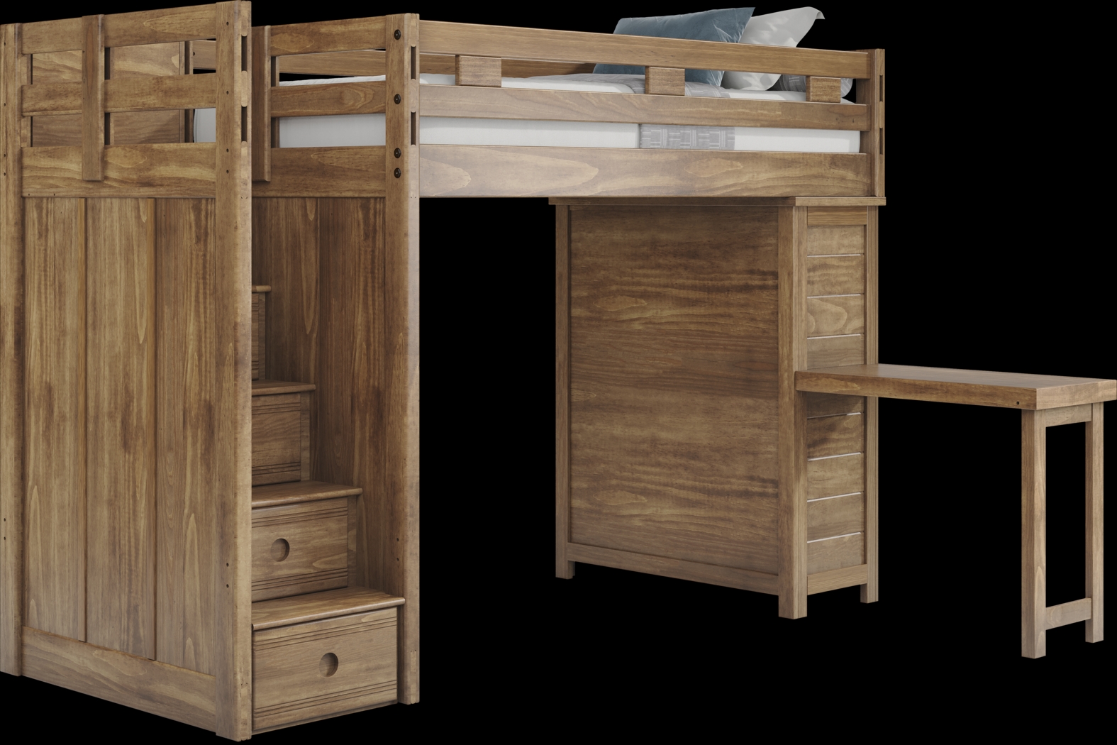 Kids Creekside 2.0 Chestnut Twin Step Loft with Loft Chest and Desk Attachment - Thumbnail - Image 1