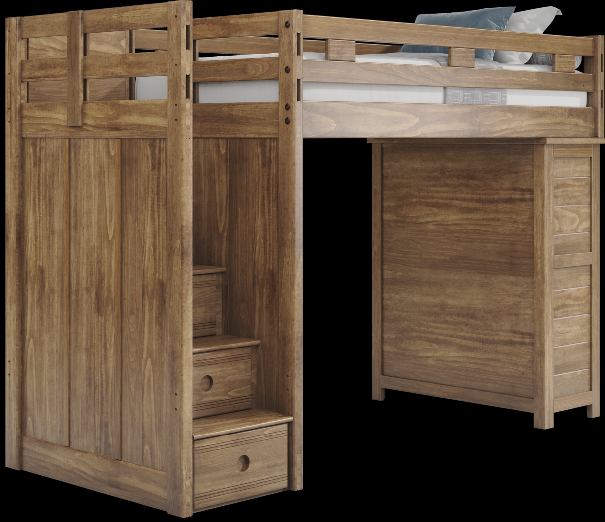 Kids Creekside 2.0 Chestnut Twin Step Loft with Loft Chest - Thumbnail - Image 1