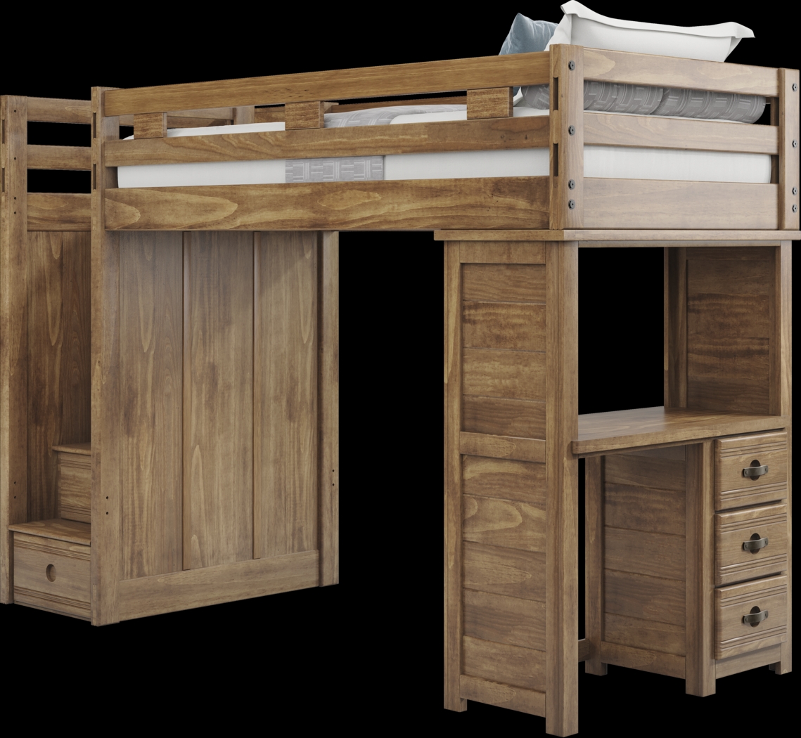 Kids Creekside 2.0 Chestnut Twin Step Loft with Loft Desk - Thumbnail - Image 2