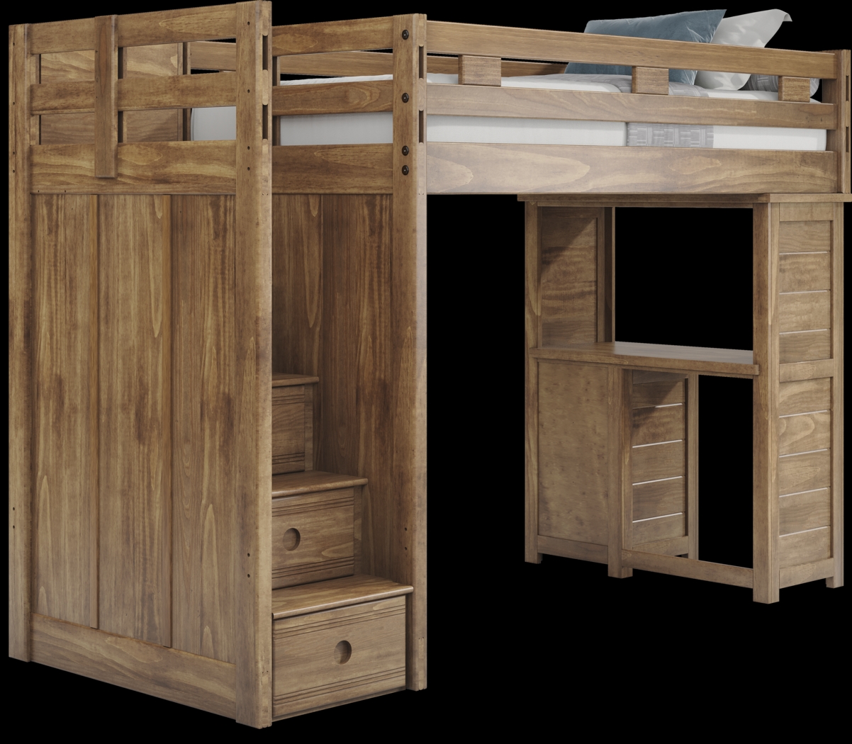 Kids Creekside 2.0 Chestnut Twin Step Loft with Loft Desk - Thumbnail - Image 1