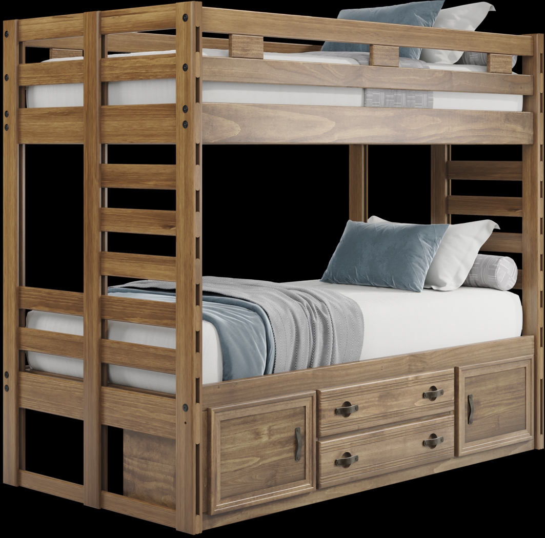 Kids Creekside 2.0 Chestnut Twin/Twin Bunk Bed with Storage Side Rail - Thumbnail - Image 1
