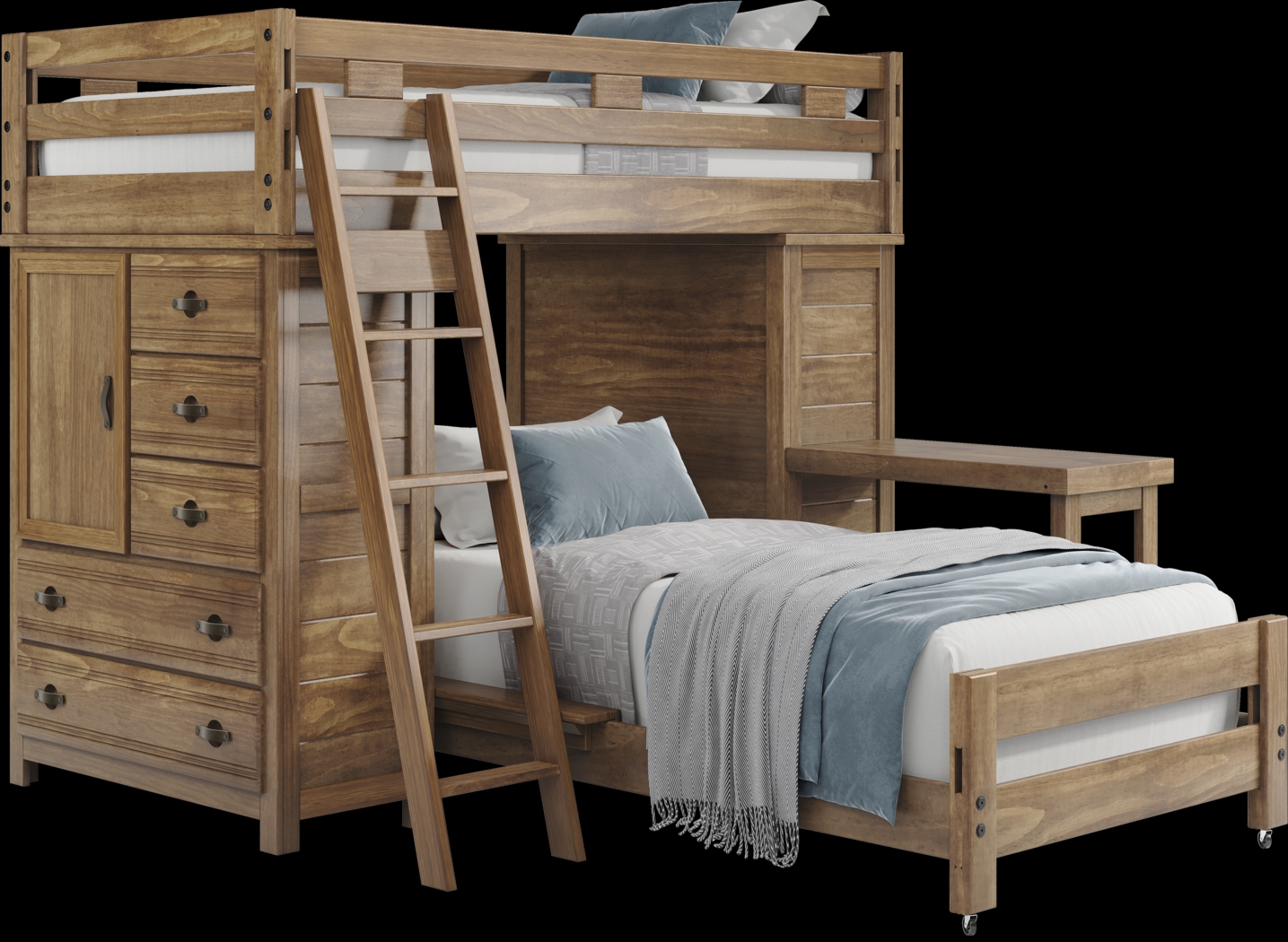 Kids Creekside 2.0 Chestnut Twin/Twin Loft with 2 Loft Chests and Desk Attachment - Thumbnail - Image 1