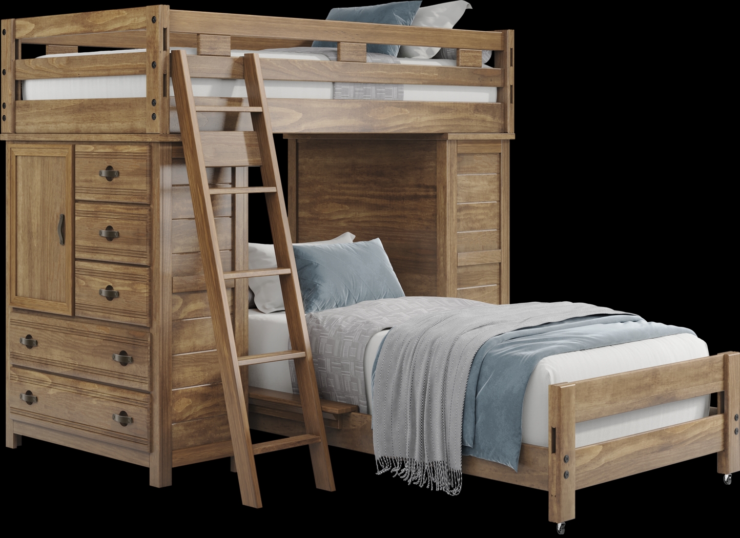 Kids Creekside 2.0 Chestnut Twin/Twin Loft with 2 Loft Chests - Thumbnail - Image 1