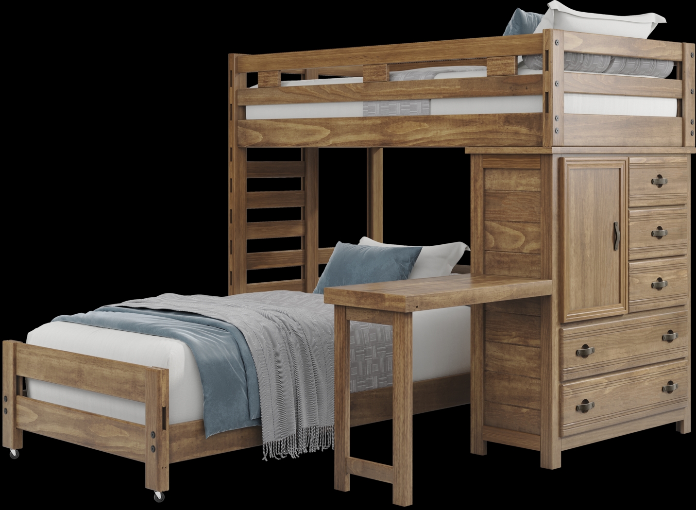 Kids Creekside 2.0 Chestnut Twin/Twin Loft with Loft Chest and Desk Attachment - Thumbnail - Image 2