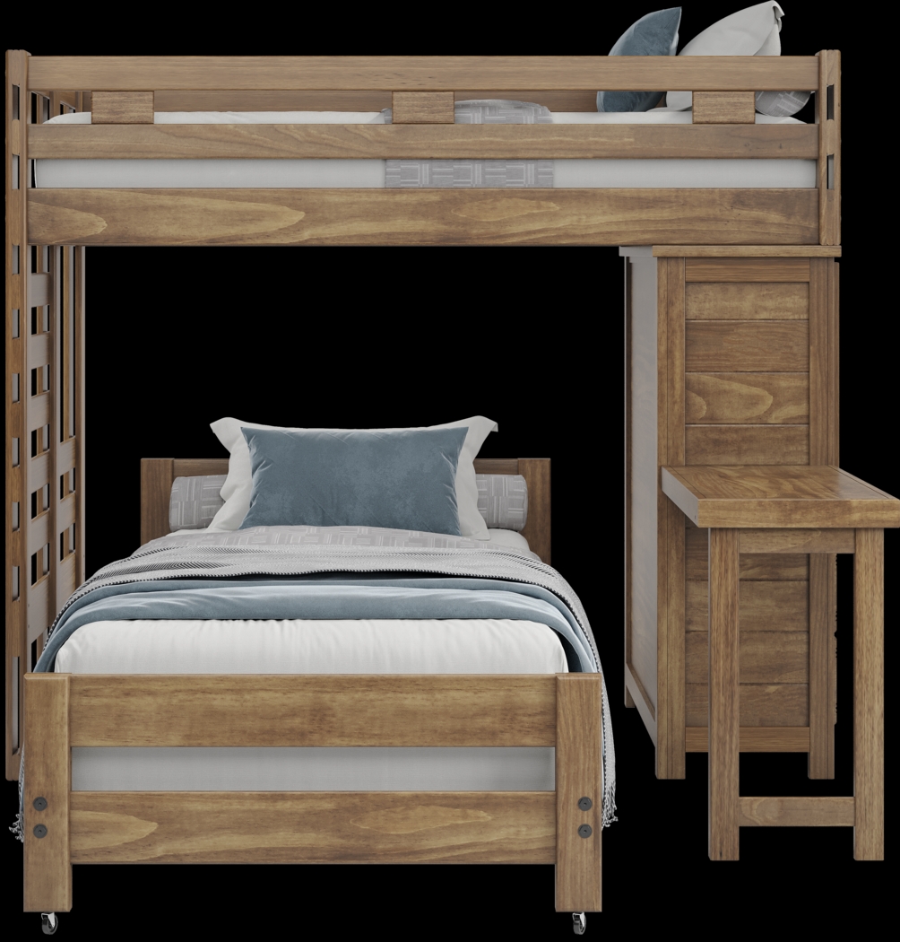 Kids Creekside 2.0 Chestnut Twin/Twin Loft with Loft Chest and Desk Attachment - Thumbnail - Image 3
