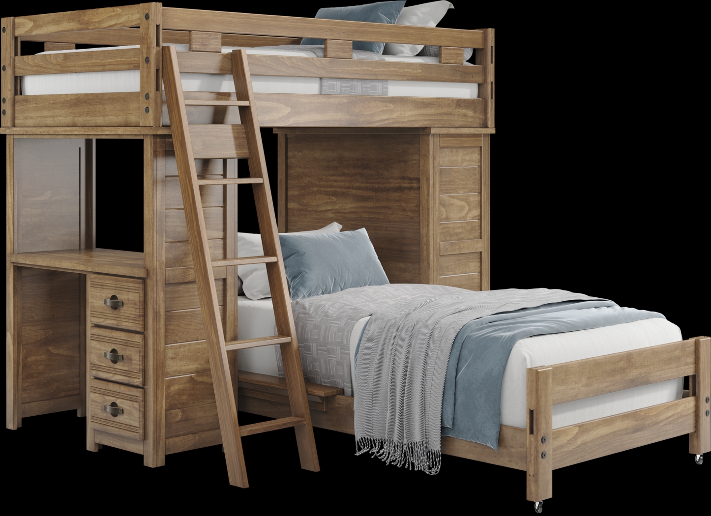 Kids Creekside 2.0 Chestnut Twin/Twin Loft with Loft Chest and Desk - Thumbnail - Image 1