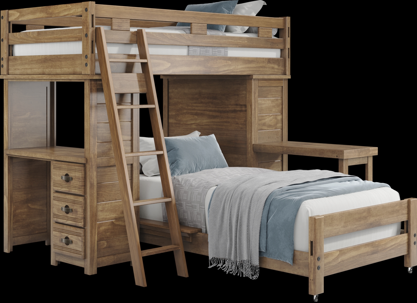 Kids Creekside 2.0 Chestnut Twin/Twin Loft with Loft Chest, Desk and Desk Attachment - Thumbnail - Image 1