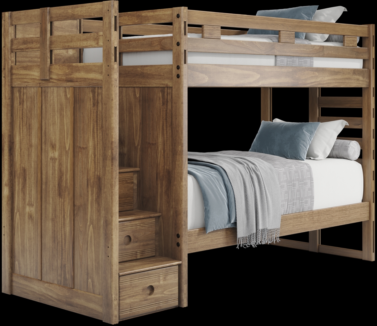 Kids Creekside 2.0 Chestnut Twin/Twin Step Bunk Bed - Thumbnail - Image 1