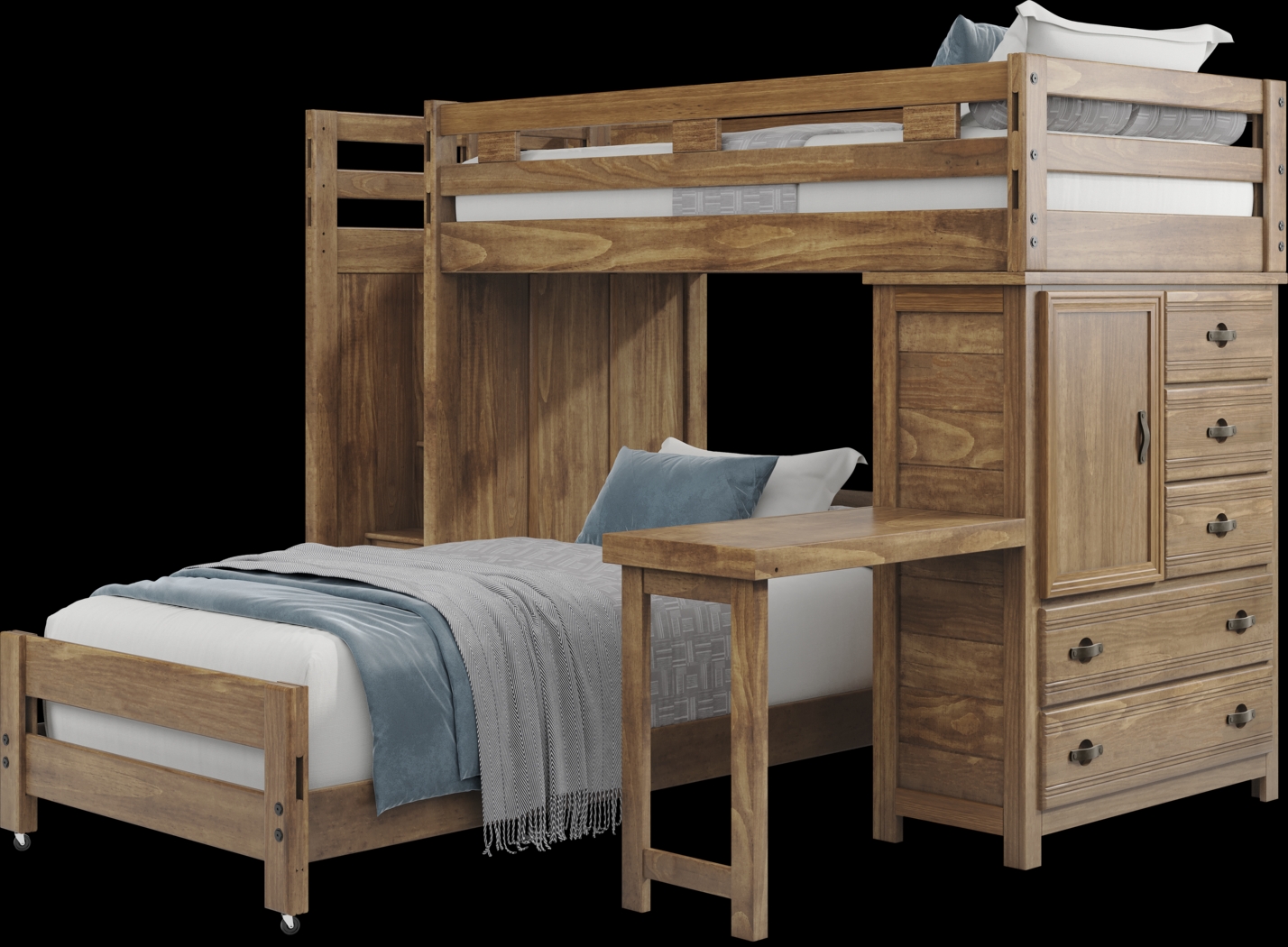 Kids Creekside 2.0 Chestnut Twin/Twin Step Loft with Loft Chest and Desk Attachment - Thumbnail - Image 2