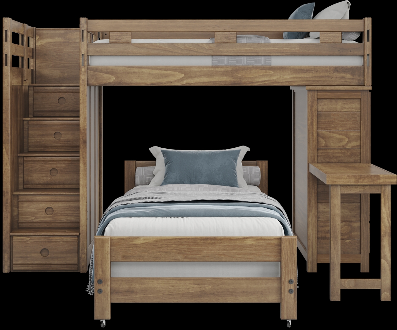 Kids Creekside 2.0 Chestnut Twin/Twin Step Loft with Loft Chest and Desk Attachment - Thumbnail - Image 3