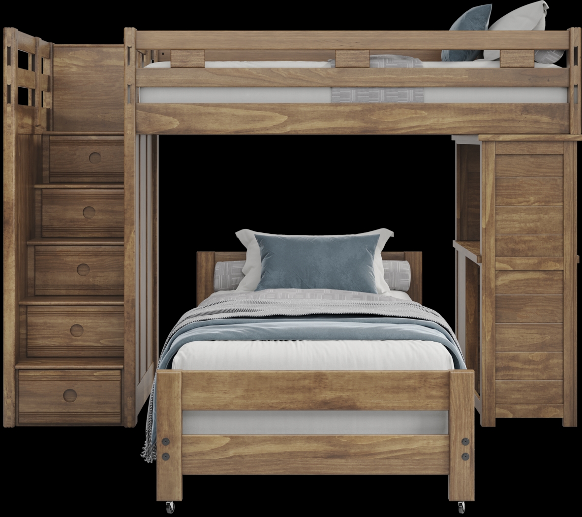 Kids Creekside 2.0 Chestnut Twin/Twin Step Loft with Loft Desk - Thumbnail - Image 3