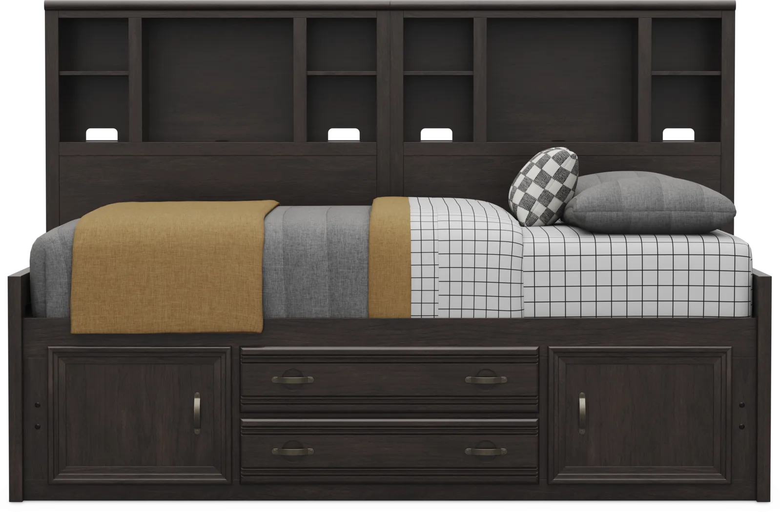 Kids Creekside 3.0 Charcoal Full Bookcase Wall Bed with Storage Side Rail - Thumbnail - Image 2