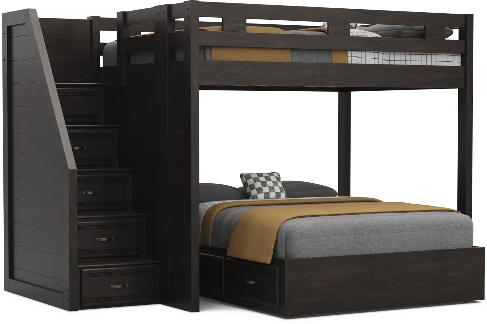 Kids Creekside 3.0 Charcoal Full/Full Step Bunk Bed - Thumbnail - Image 4