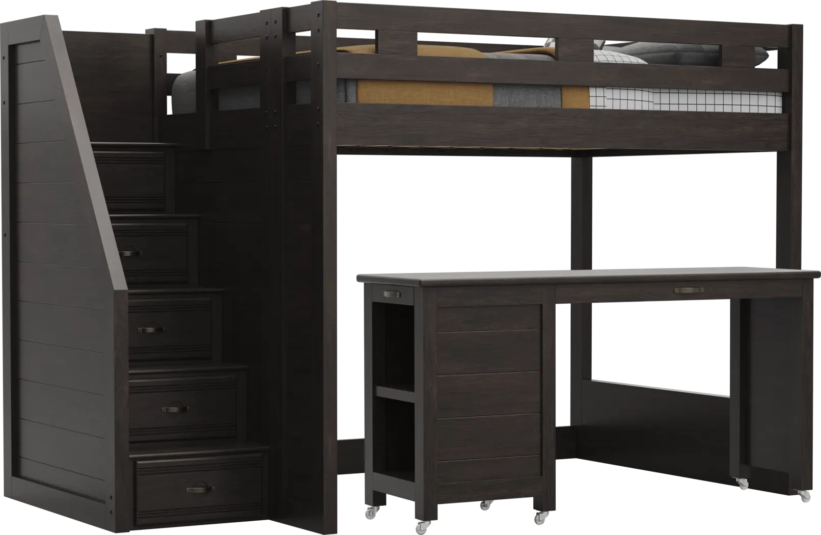 Kids Creekside 3.0 Charcoal Full Step Loft Bed with Desk - Image 1