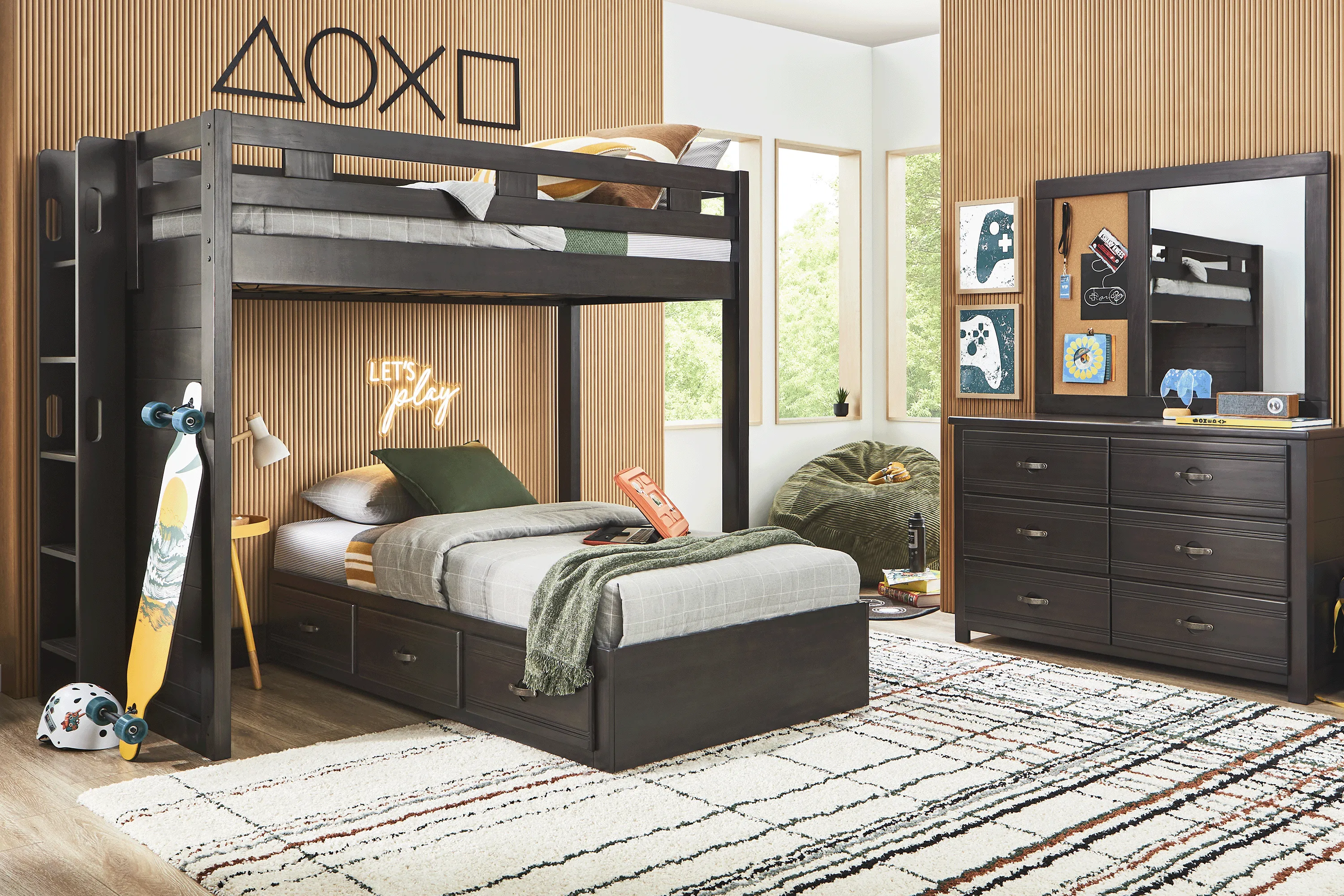 Kids Creekside 3.0 Charcoal Full/Twin Bunk Bed - Thumbnail - Image 3