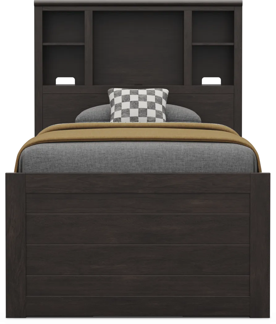 Kids Creekside 3.0 Charcoal Twin Bookcase Bed with 2 Storage Side Rails - Thumbnail - Image 2