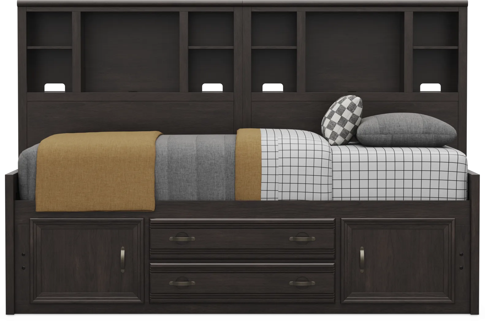 Kids Creekside 3.0 Charcoal Twin Bookcase Wall Bed with Storage Side Rail - Thumbnail - Image 2