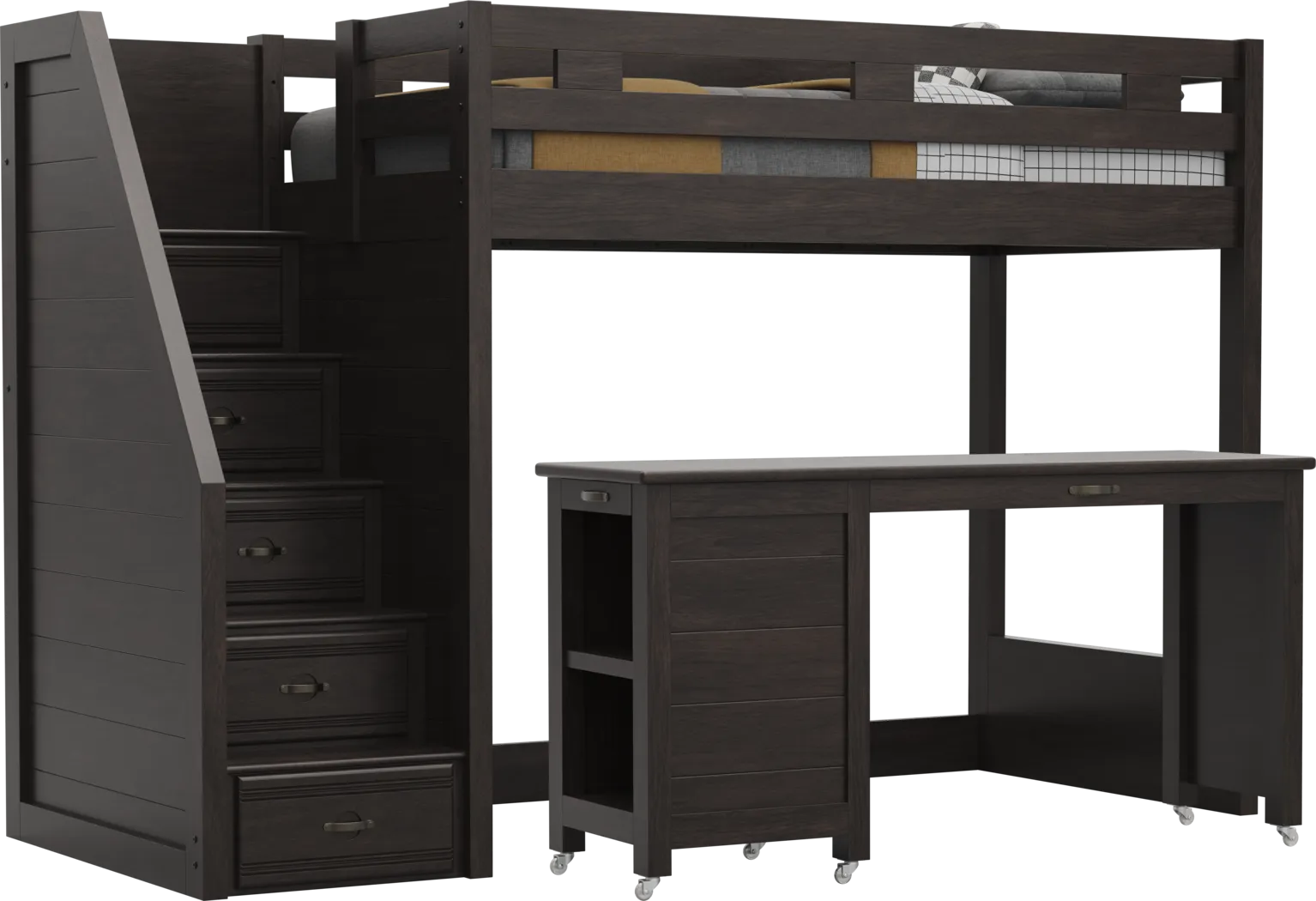 Kids Creekside 3.0 Charcoal Twin Step Loft Bed with Desk - Thumbnail - Image 1