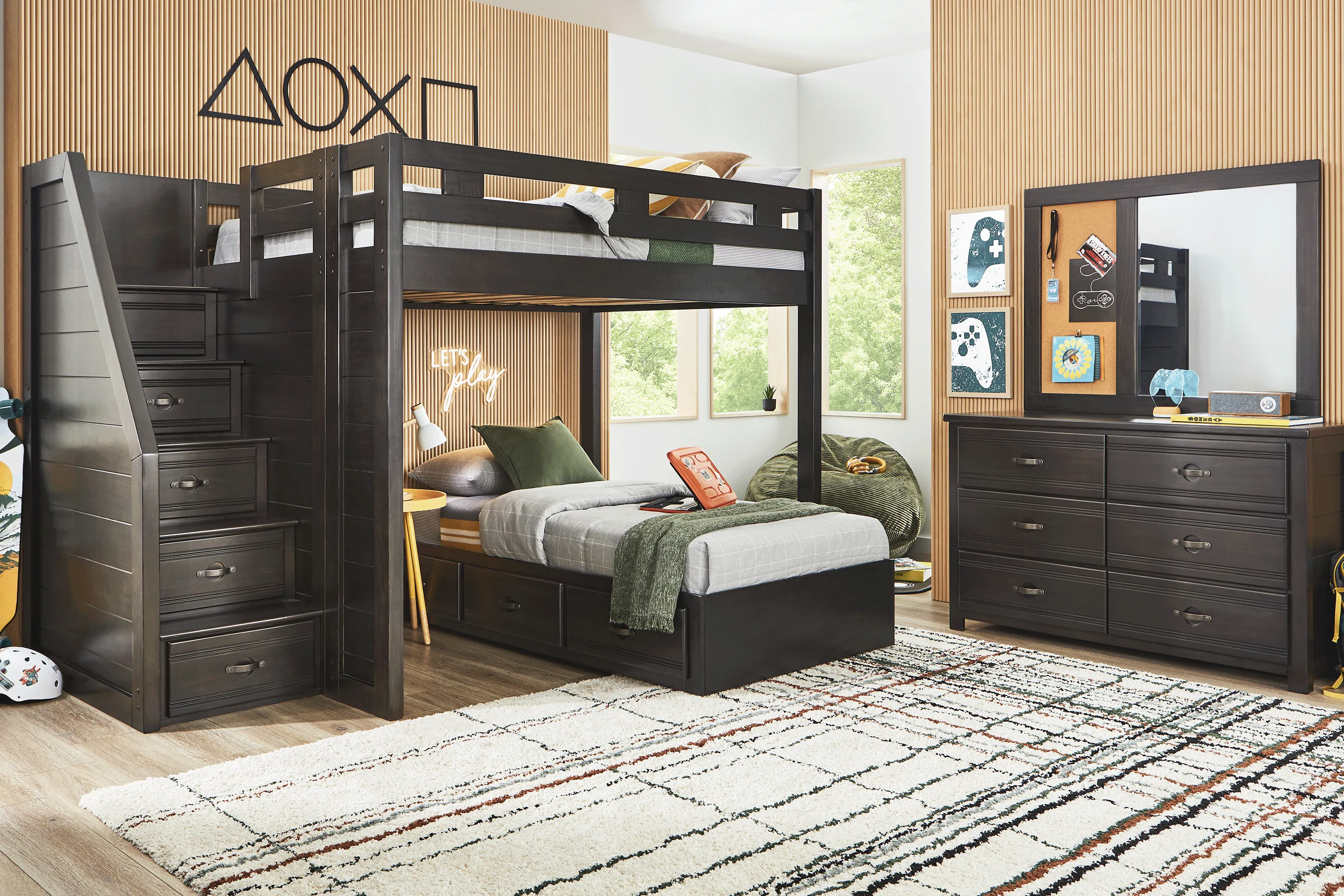 Kids Creekside 3.0 Charcoal Twin/Twin Step Bunk Bed - Thumbnail - Image 3