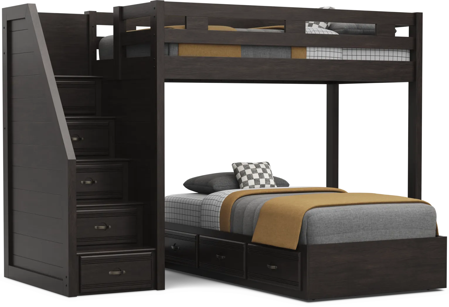 Kids Creekside 3.0 Charcoal Twin/Twin Step Bunk Bed - Thumbnail - Image 4
