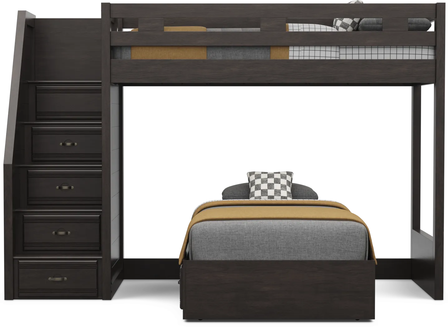 Kids Creekside 3.0 Charcoal Twin/Twin Step Bunk Bed - Image 5
