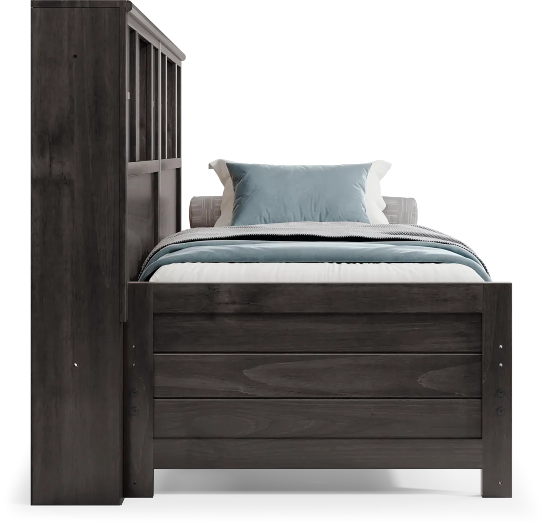 Kids Creekside 3.0 Charcoal Twin XL Bookcase Wall Bed - Thumbnail - Image 3