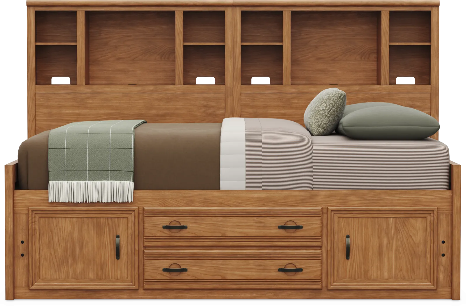 Kids Creekside 3.0 Chestnut Color Full Bookcase Wall Bed with Storage Side Rail - Thumbnail - Image 2