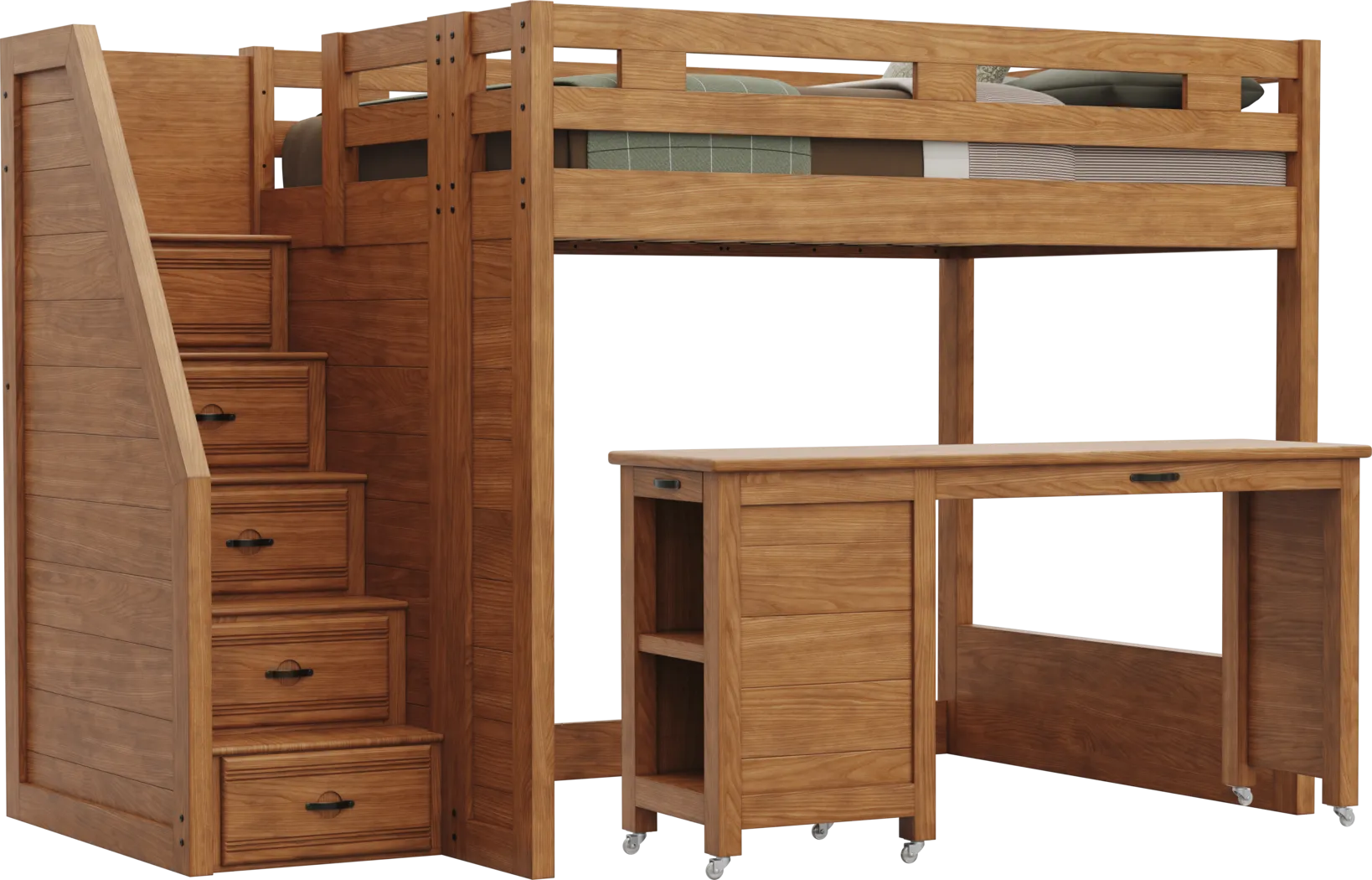 Kids Creekside 3.0 Chestnut Color Full Step Loft Bed with Desk - Image 1