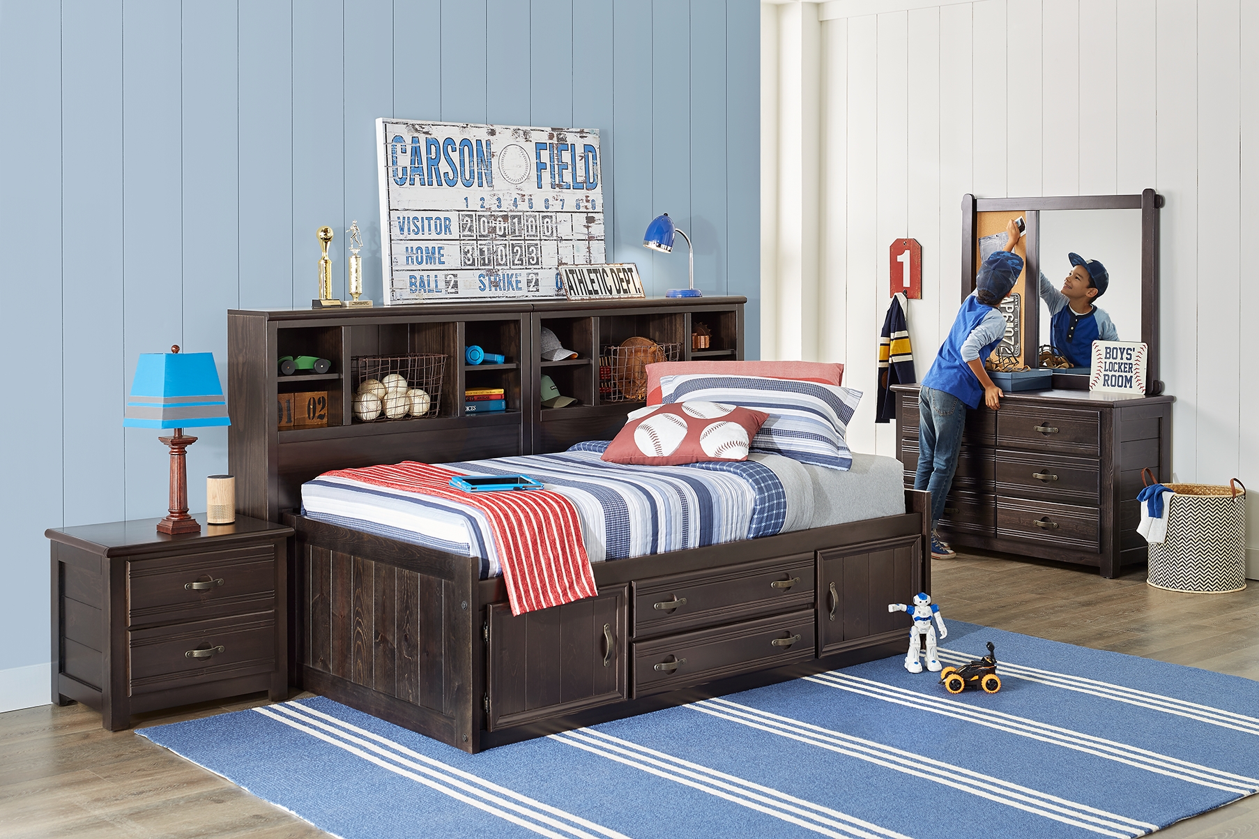 Kids Creekside Charcoal 5 Pc Full Captain's Bookcase Wall Bed - Thumbnail - Image 3