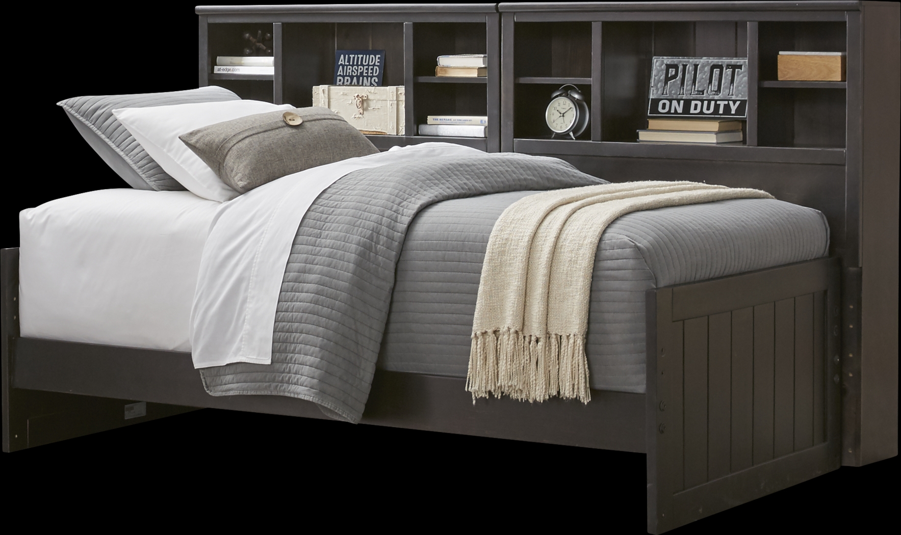 Kids Creekside Charcoal 3 Pc Twin Bookcase Wall Bed - Thumbnail - Image 1