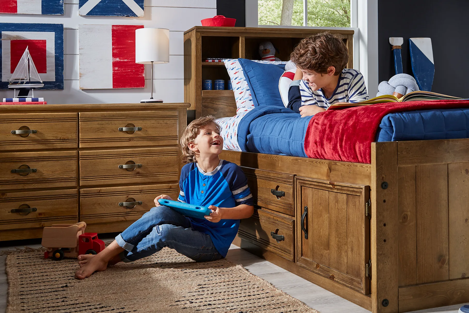 Kids Creekside Chestnut 3 Pc Full Bookcase Bed - Image 7
