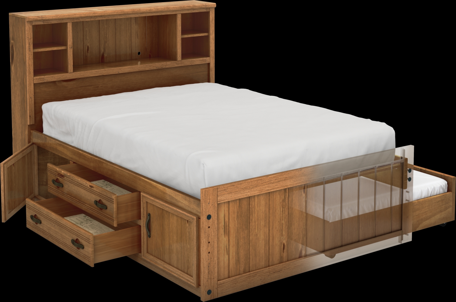 Kids Creekside Chestnut 5 Pc Full Bookcase Bed with Storage & Twin Storage Trundle - Thumbnail - Image 2