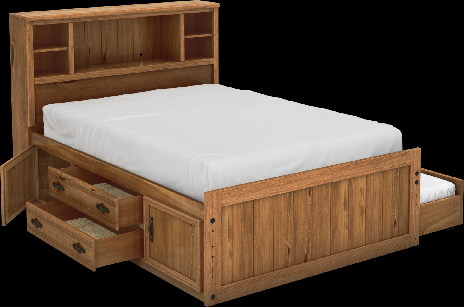 Kids Creekside Chestnut 5 Pc Full Bookcase Bed with Storage & Twin Storage Trundle - Thumbnail - Image 1