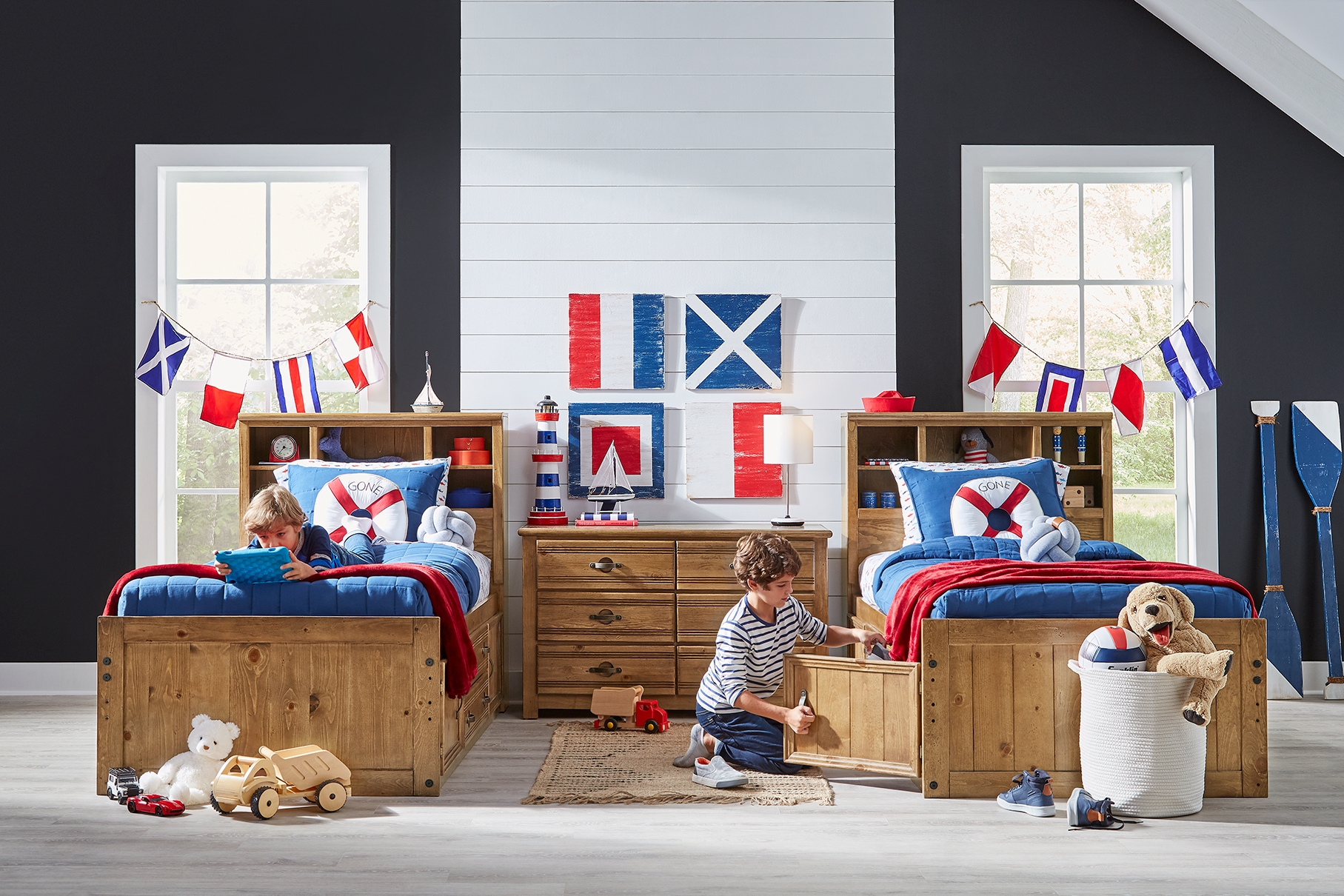 Kids Creekside Chestnut 5 Pc Full Bookcase Bed with Storage & Twin Storage Trundle - Thumbnail - Image 3