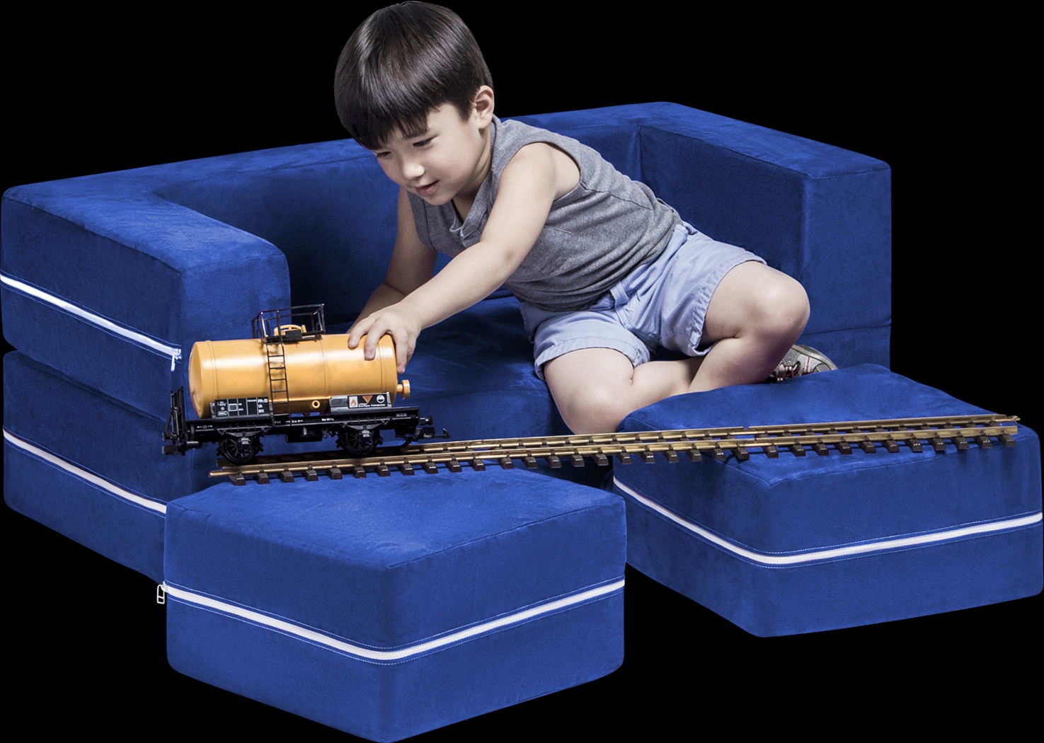 Kids Cubblie Blue Convertible Loveseat and Ottoman - Thumbnail - Image 2